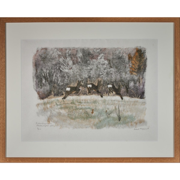 Gravure de chevreuils