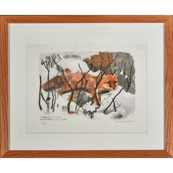 38 Renarde sortant du terrier 34x28cm