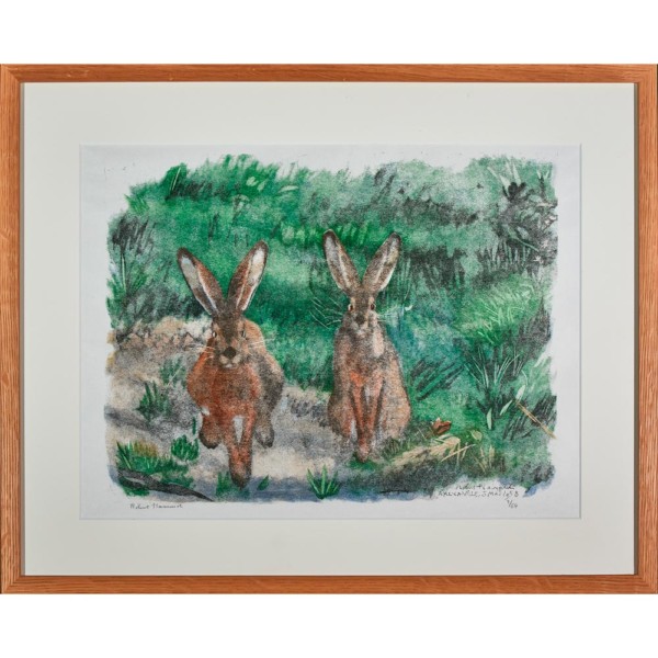 6 Deux lièvres au matin 52x42 cm web